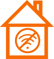 icon depicting no internet in an home